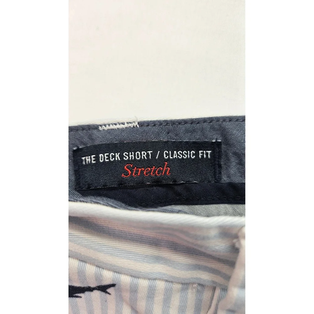 Nautica Mens The Deck Short Classic Fit Stretch Blue White Stripe Shark 34W